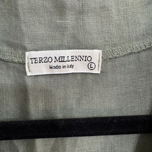 Terzo Millennio green linen sleeveless collared dress size large - Picture 4 of 6